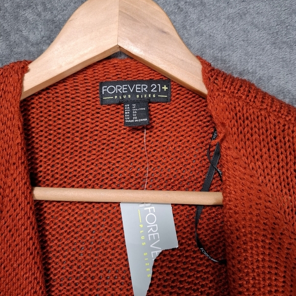 FOREVER 21 Womens Long Sleeve Open Front Rust Fringe Sweater Cardigan Sz 1X NWT - Picture 5 of 12